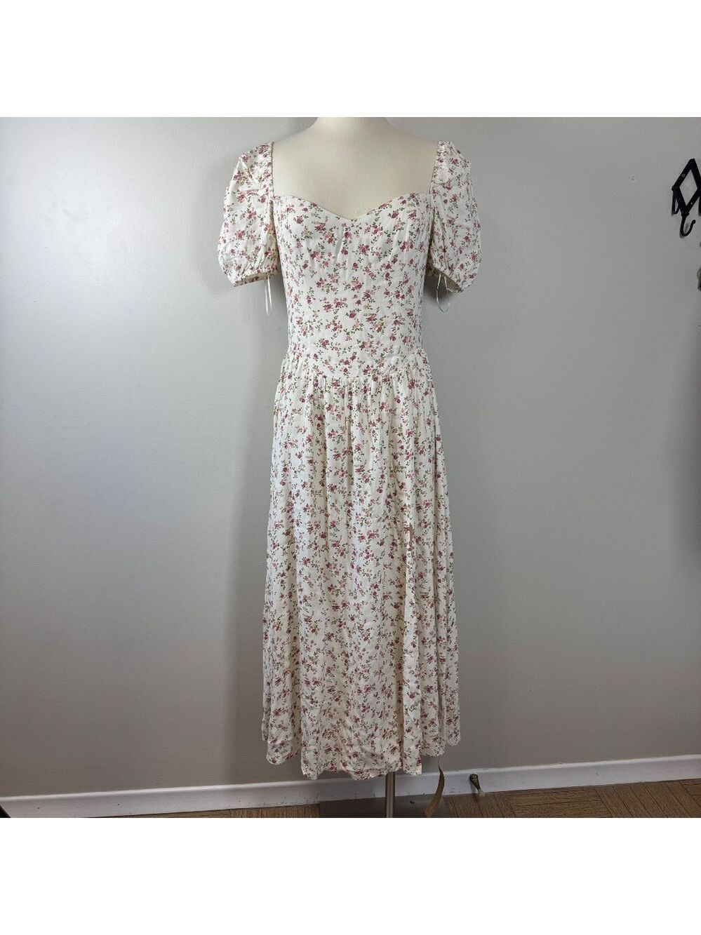 Reformation Ladonna Ivory Floral Midi Dress size 8 - Picture 4 of 14